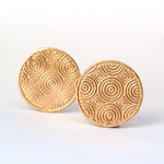 Solid Bronze textured round disc, patterned disk, 11/12" 24mm concentric circle design