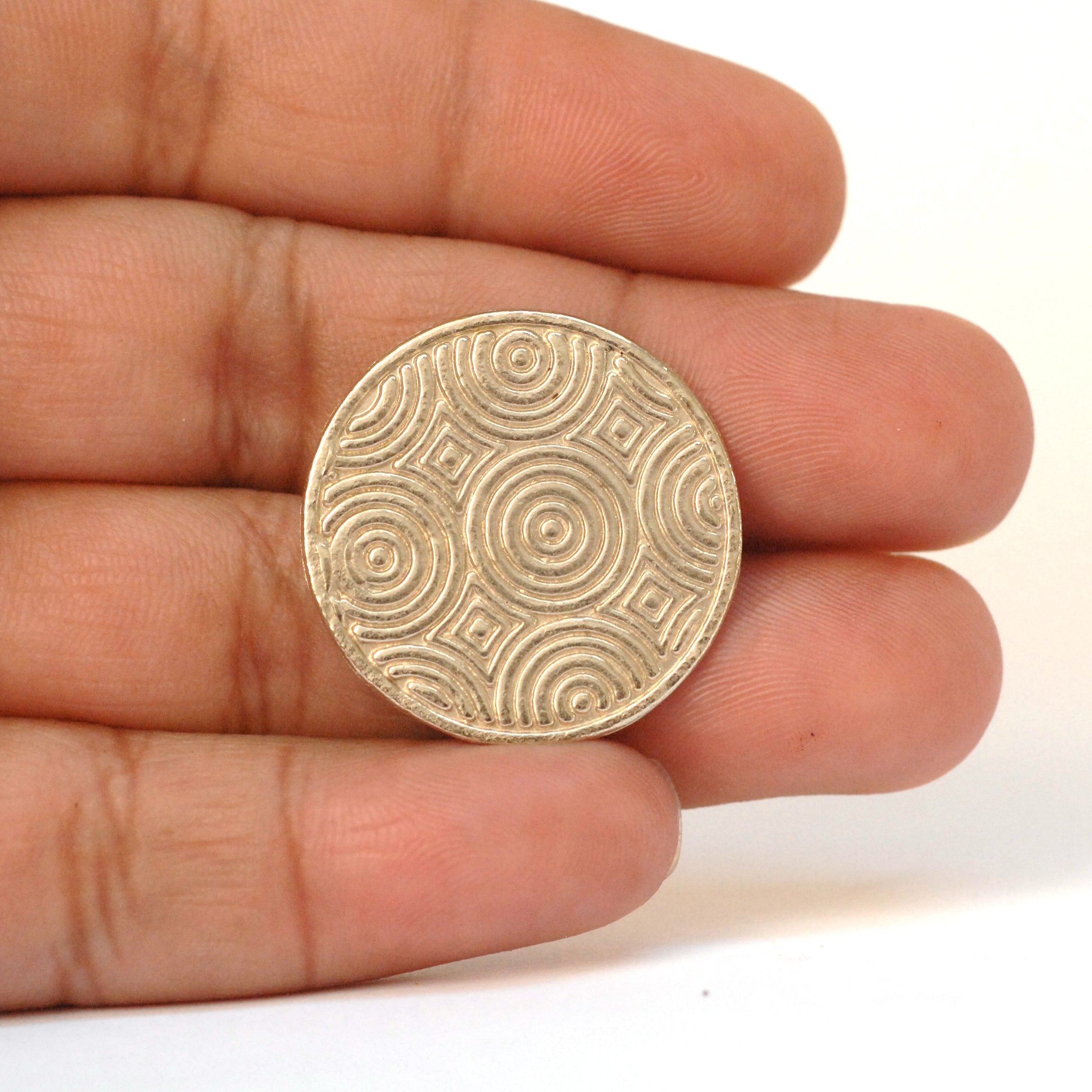 Patterned Disc Solid Bronze textured round disc, patterned disk, 11/12