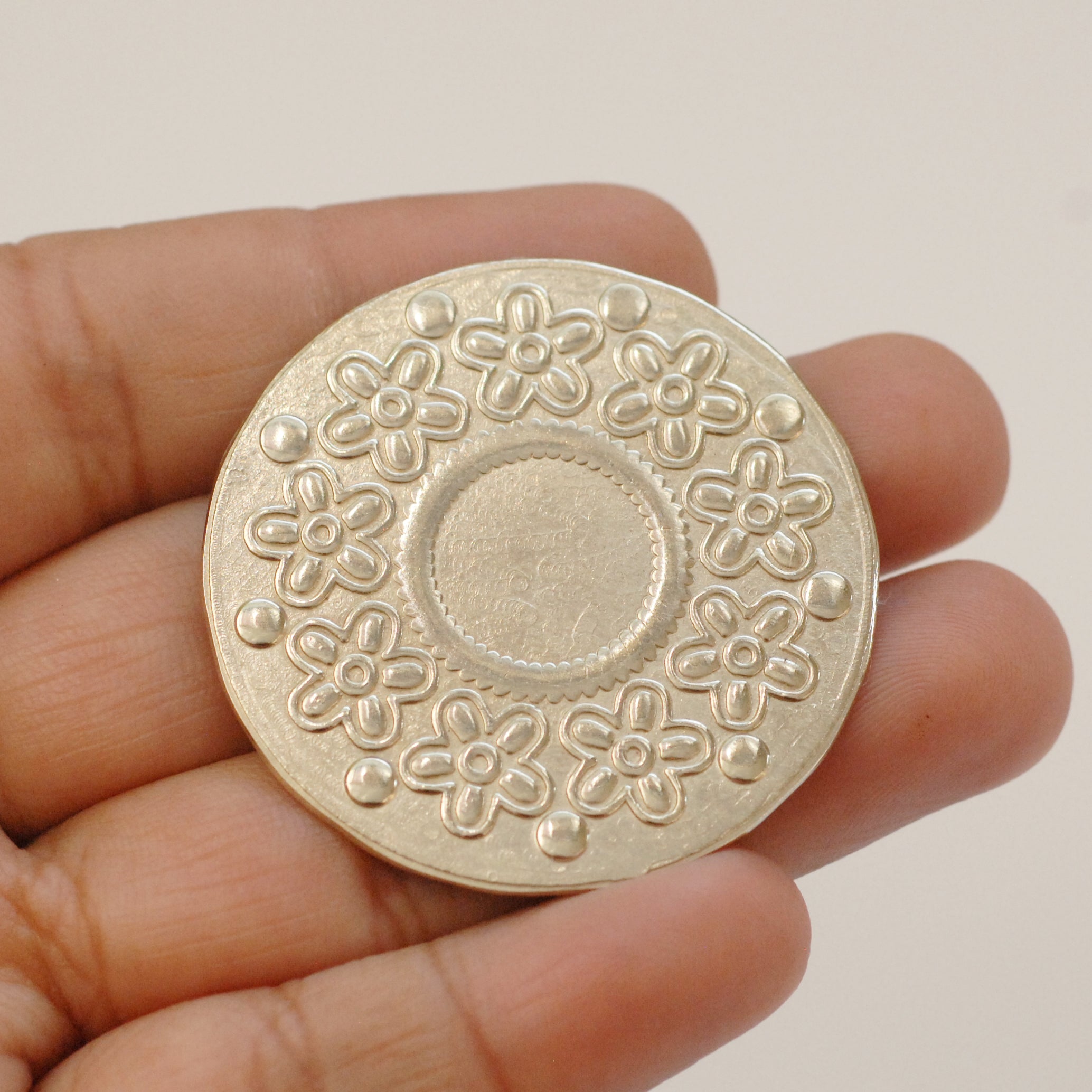 Patterned Disc Textured round disc, patterned pendant disk, 1 5/8
