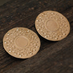 Textured round disc, patterned pendant disk, 1 5/8" 40mm floral daisies