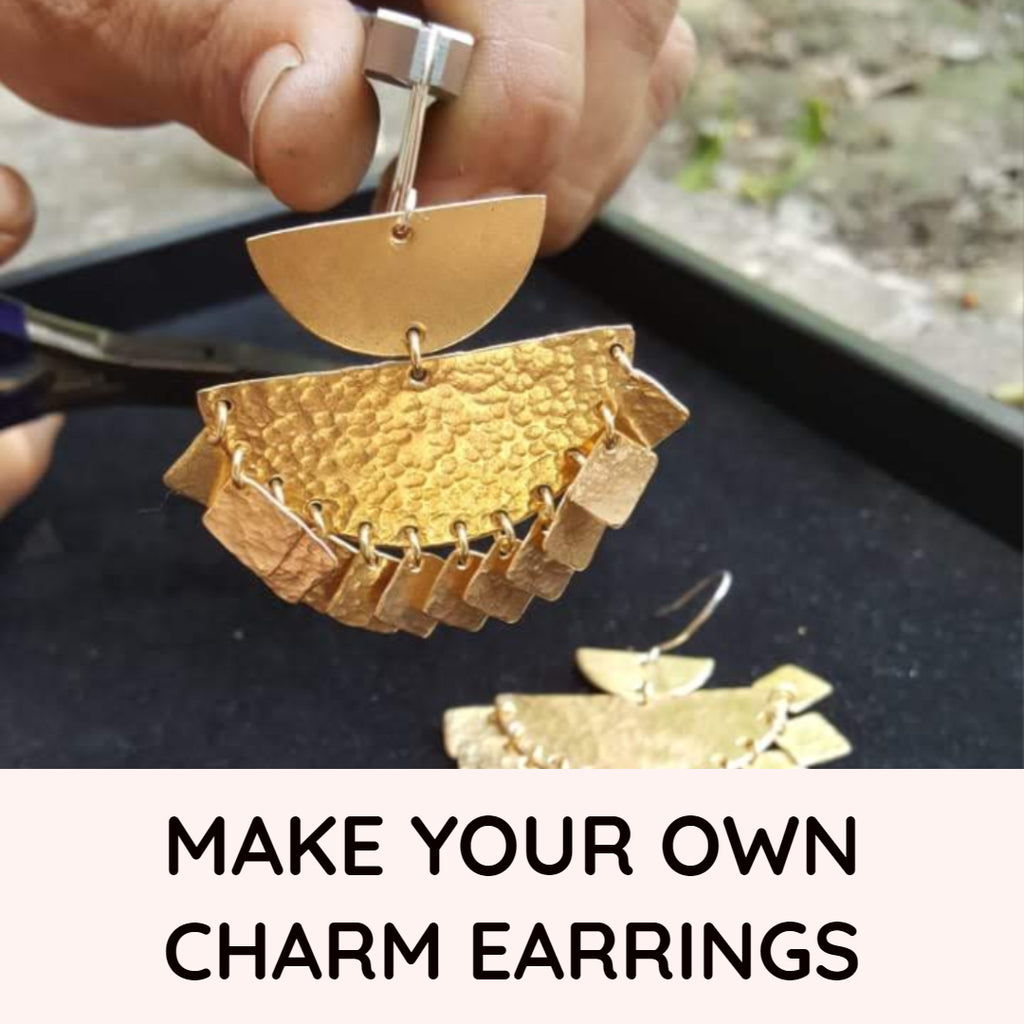 Hammered Half Circle and Charm Earring Kit