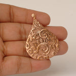 Arabic teardrop shape w/ batik vines texture metal blanks for earrings or for pendants