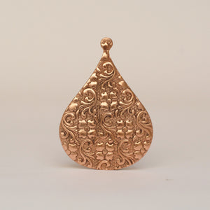 Arabic teardrop shape w/ batik floral texture metal blanks for earrings or for pendants