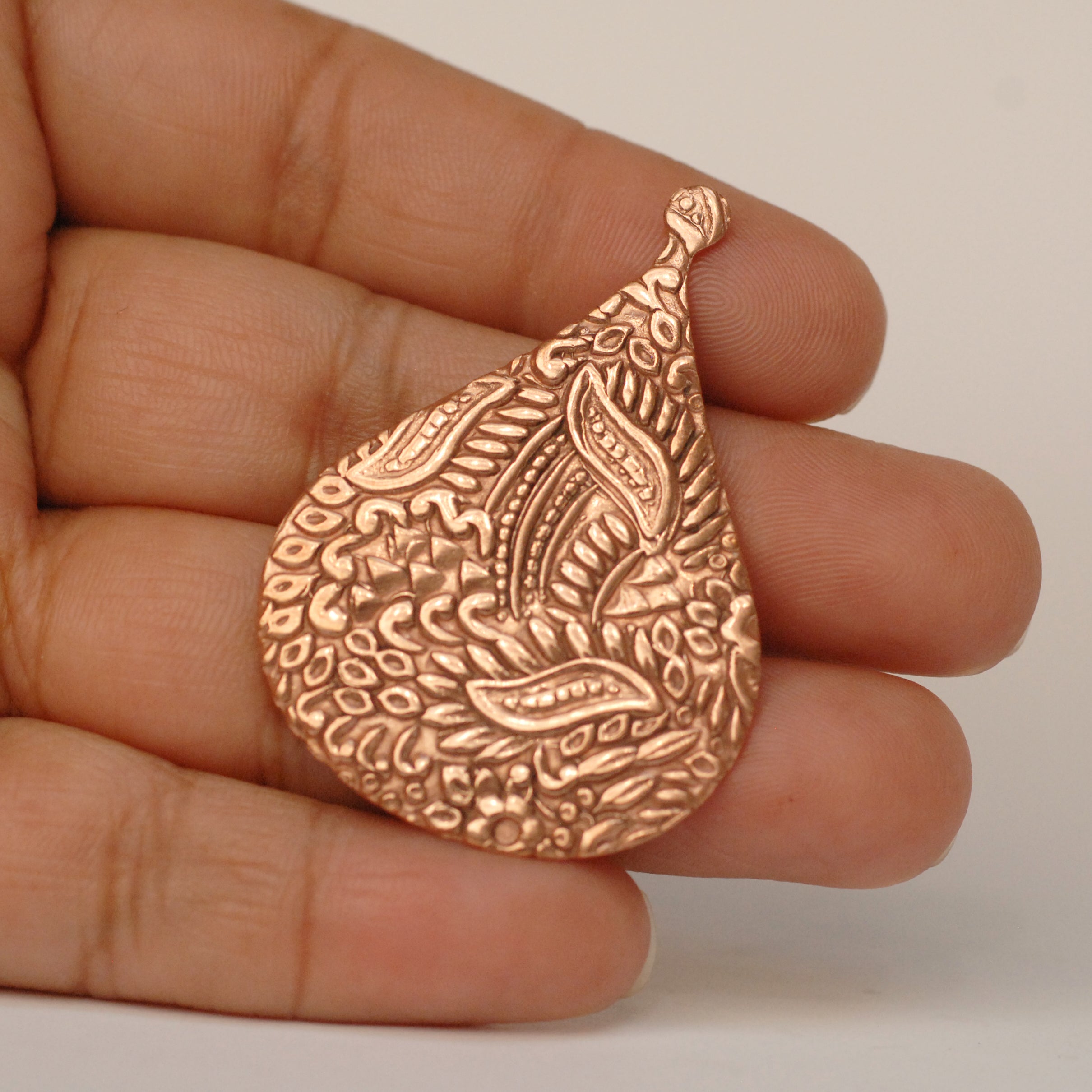 Arabic teardrop shape w/ batik flower texture metal blanks for earrings or for pendants