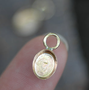 Bezel Cup Setting for Resin Jewelry - Tiny Oval Charms 14mm by 6.5mm