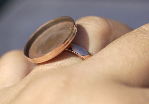 Copper Bezel Cup Ring with Plain Round Shank, 20mm round cup