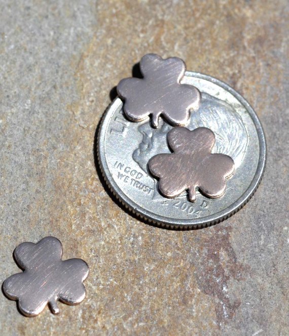 Tiny metal three leaf Clover blanks