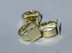 Handmade Square glue pad ring in brass