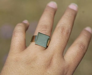 Sterling Silver Finger Ring Blank, Adjustable, Square Bezel, 15mm (Each)