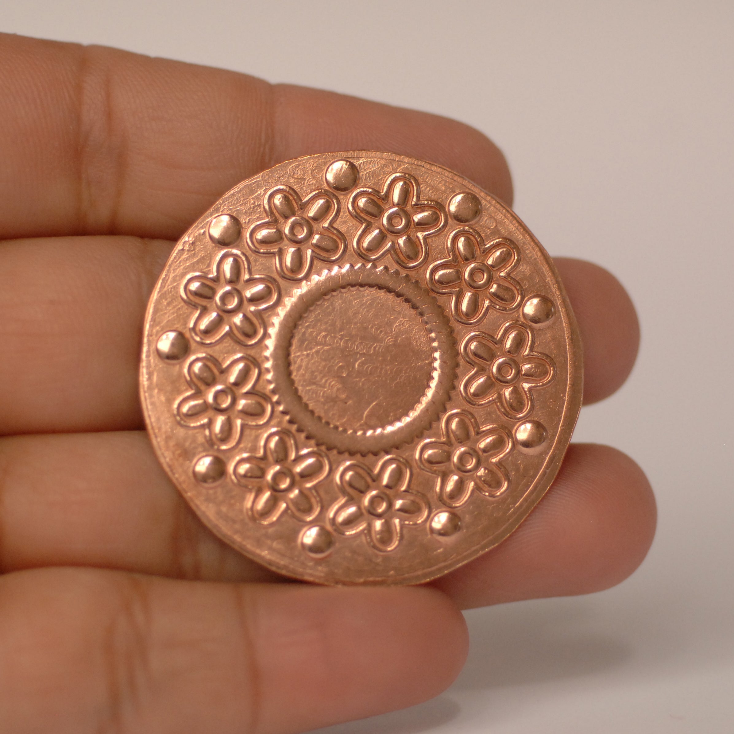 Patterned Disc Textured round disc, patterned pendant disk, 1 5/8