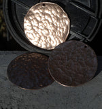 Copper Blank Hand Hammered with Hole 26G 30mm Disc Blank Cutout for Enameling Stamping Texturing  - 1 3/16 inch - 2 Pieces