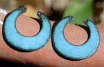 Enameled Finding - Earring Pair Blue and Blue