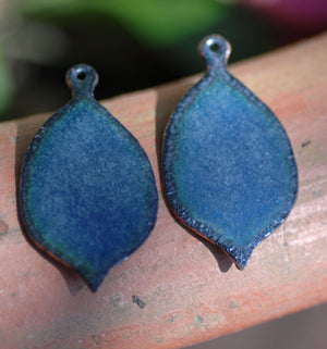 Enameled Finding - Earring Pair Strong Blue and Strong Blue