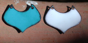 Enameled Finding - Earring Pair Blue and White