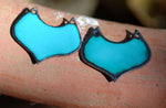 Enameled Finding - Earring Pair Blue and White