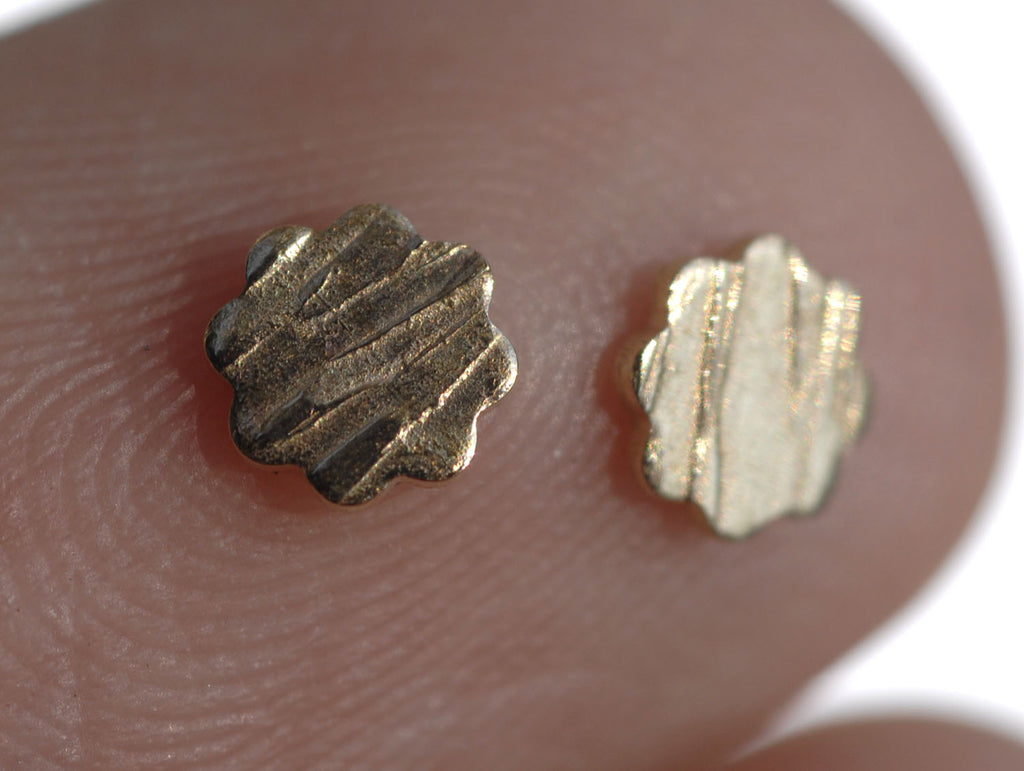 Textured Stripes - Tiny metal Flower 8 Petal blanks 4mm x 4mm