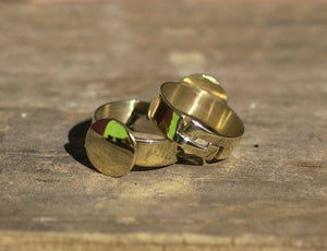 Adjustable Ring with glue Pad 12mm Handmade Ring Blank DIY Ring brass