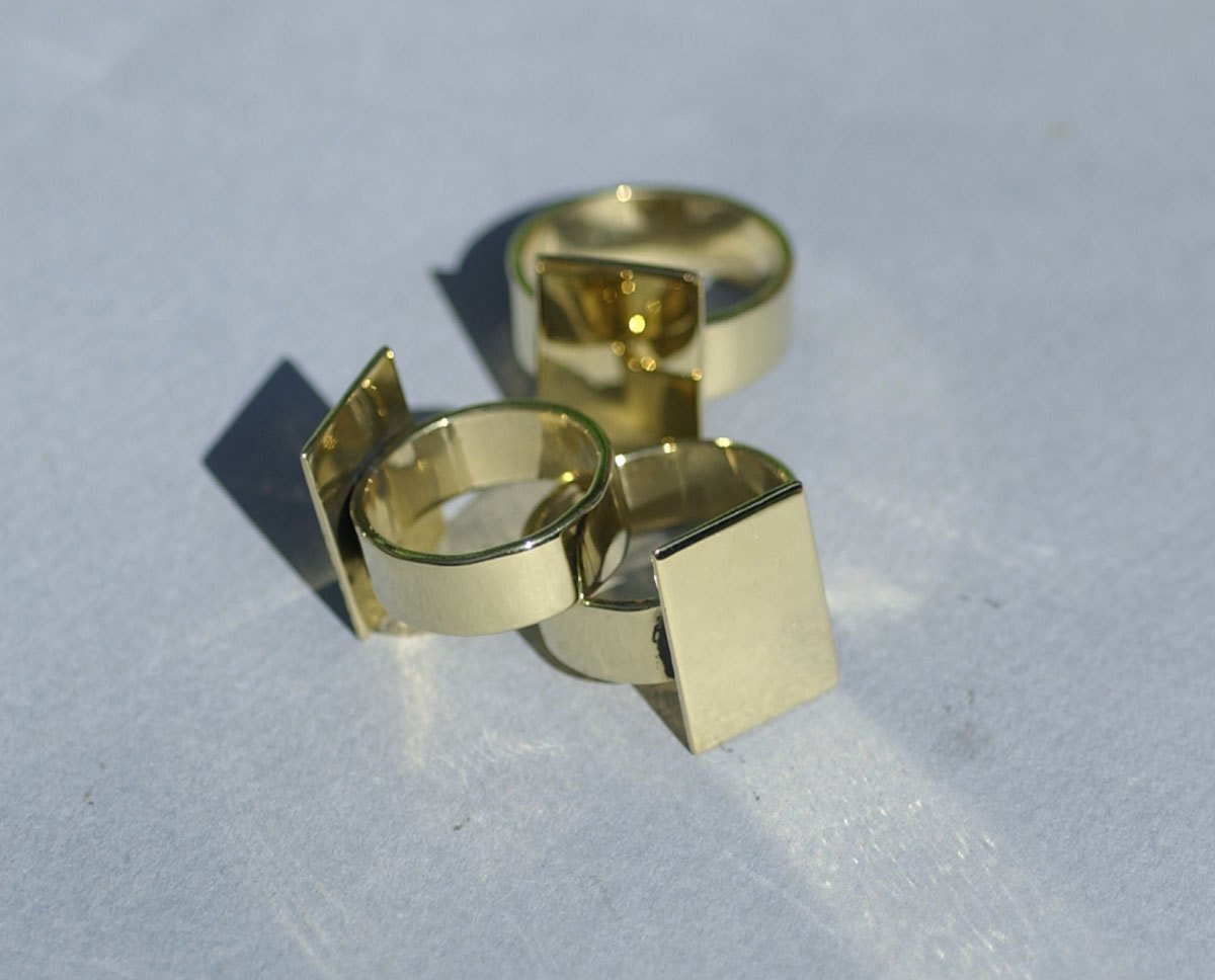 Brass Ring Glue Pad Rectangle for Gluing Handmade Ring Blanks, DIY Ring