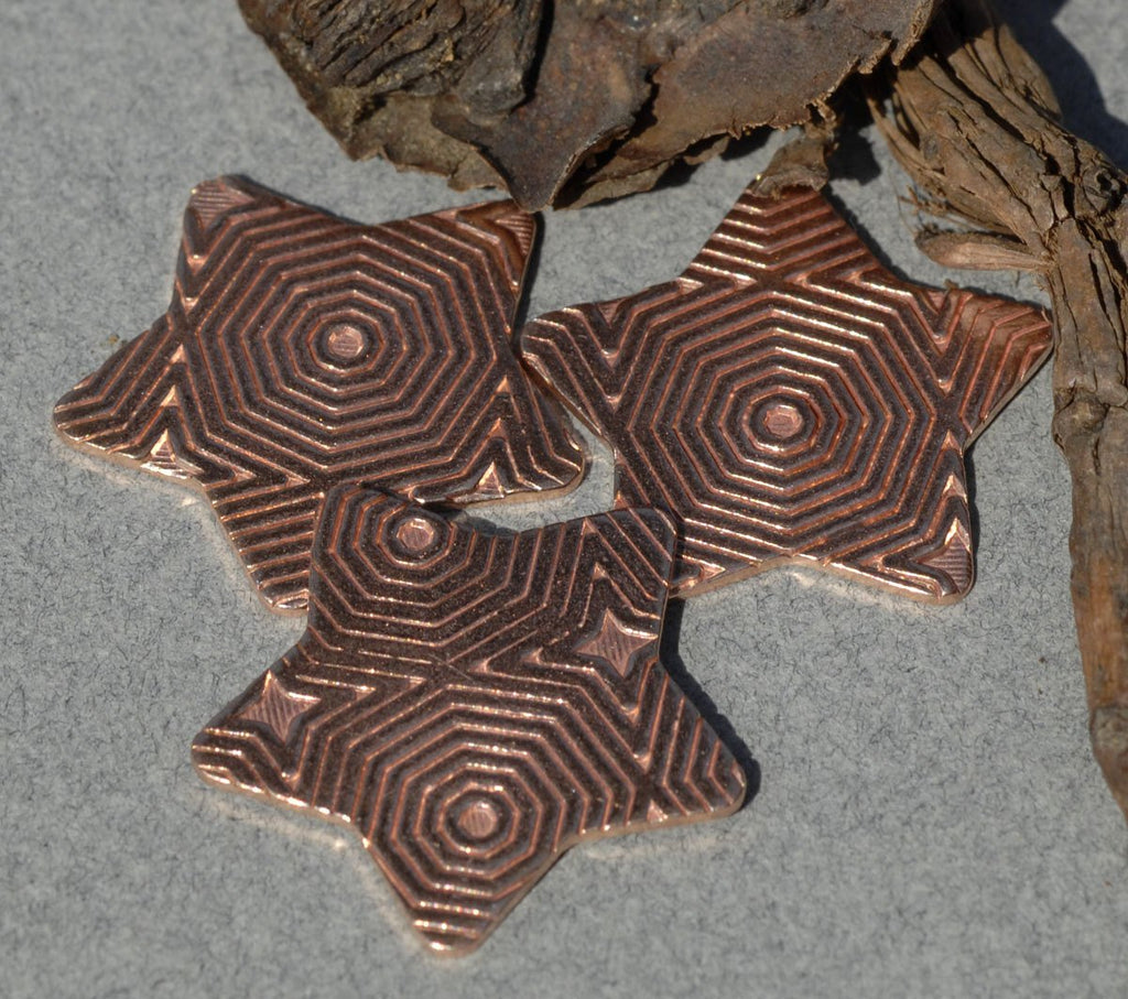 Stars with Pattern 24mm for Enameling Stamping Texturing Soldering Shape Charms Jewelry Making - Variety of Metals
