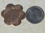 Flowers 6 Petal in Hexagon Pattern for Enameling Metalworking Stamping Texturing Soldering Blanks - Variety of Metals 4 Pieces