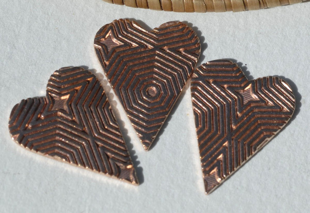 Pointy Heart Blank with Texture 22mm x 16mm Variety of Metals, Charms for Jewelry Making Metalworking - Jewelry Supplies 6 Pieces