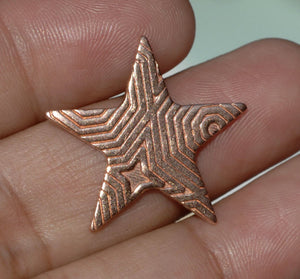 Star 23mm in Hexagon Pattern for Enameling Stamping Texturing Soldering Blanks - Variety of Metals