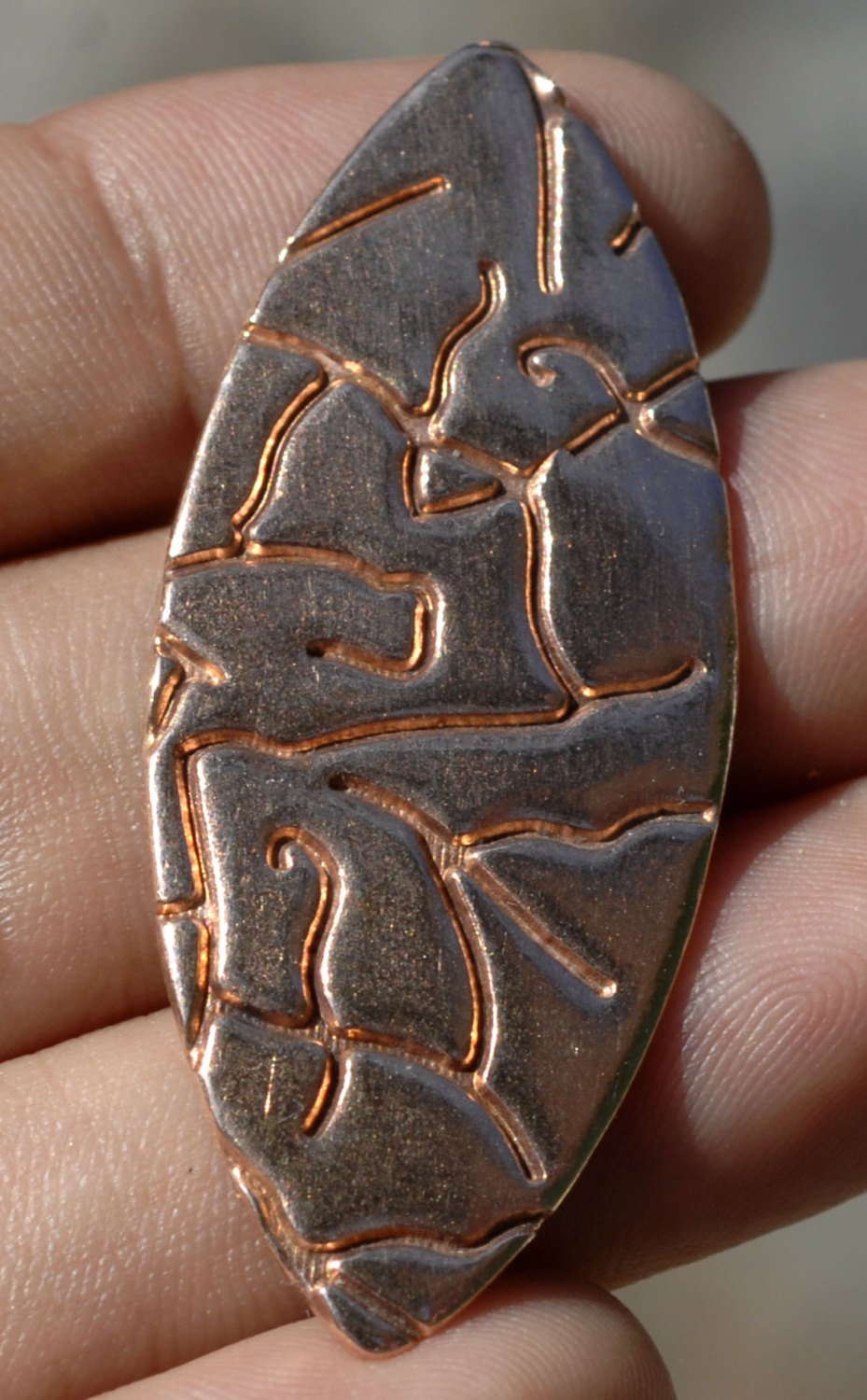 Eye Pointed Oval Blank 49mm x 20mm 20g Shape Cutout - Enameling Stamping Texturing Blanks - Variety of Metals - 4 Pieces