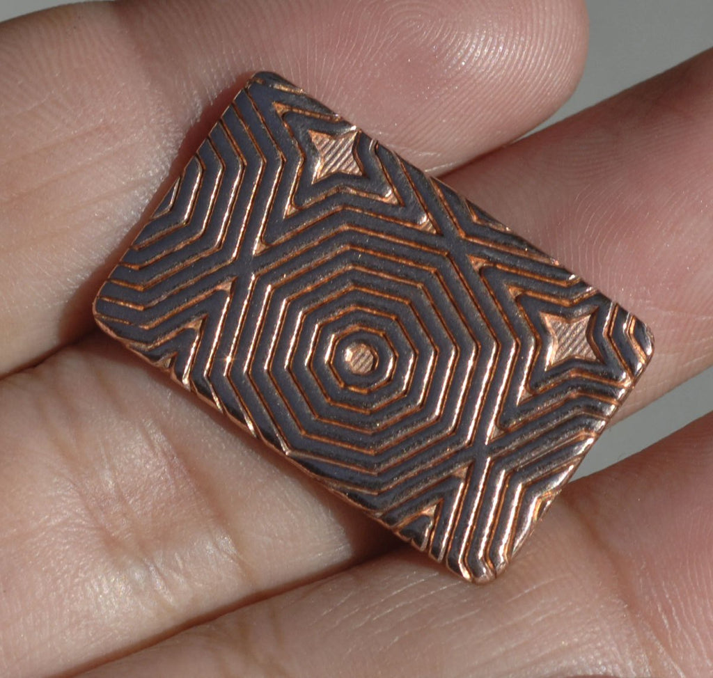 Rectangle in Hexagon Texture 25mmx16mm Blank Cutout Shape  for Enameling Stamping Texturing Blanks - Variety of Metals