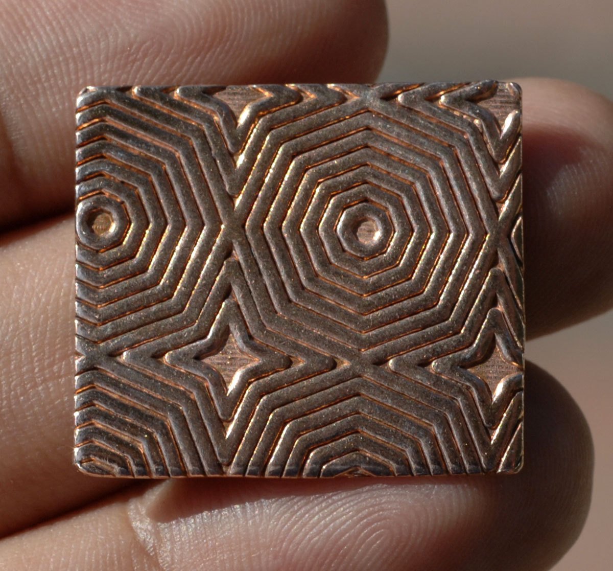 Rectangle 25mm x 22mm in Hexagon Pattern for Enameling Stamping Texturing - Variety of Metals