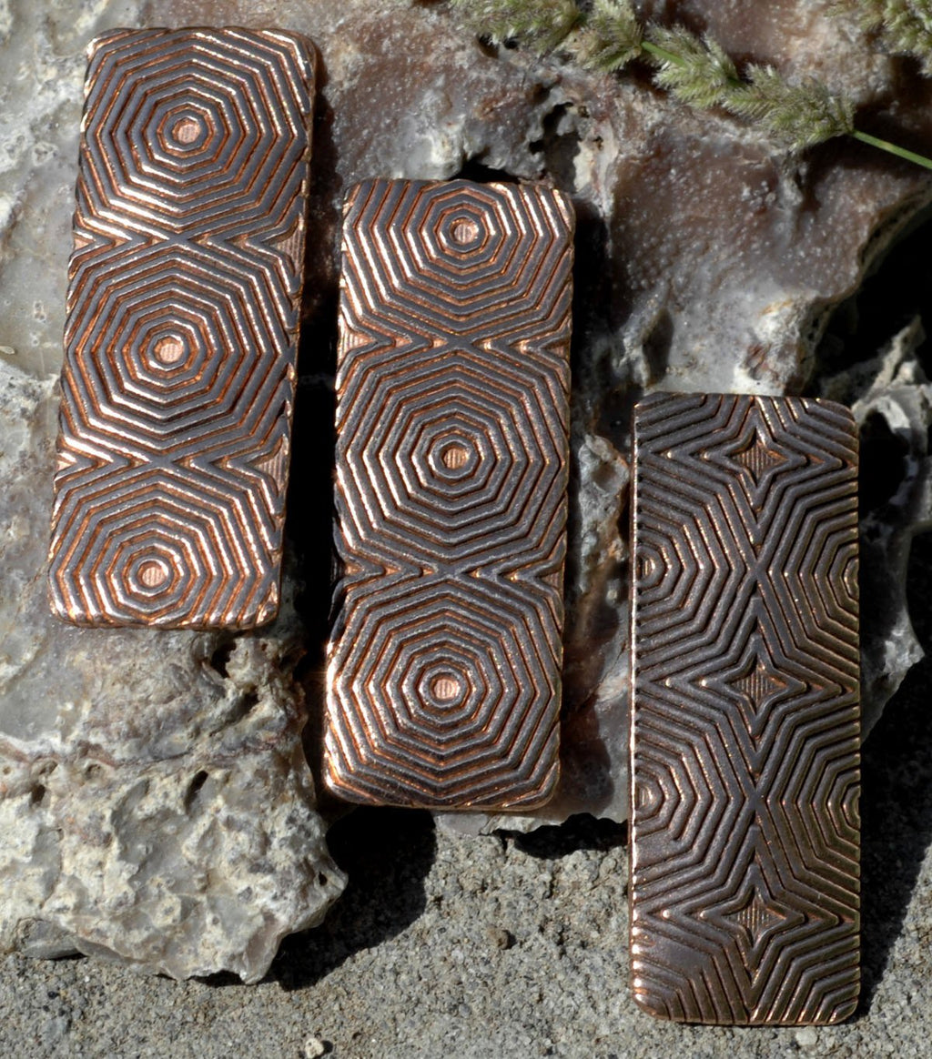 15mm x 40mm Rectangle with Texture, Cutout Shape for Enameling Stamping Texturing Blanks - Variety of Metals