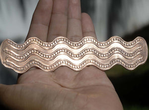 Wave II Pattern Metal Bracelet 20g - 5 2/8'' x 1 2/8'' inches - Bracelets Metalwork - Variety of Metal