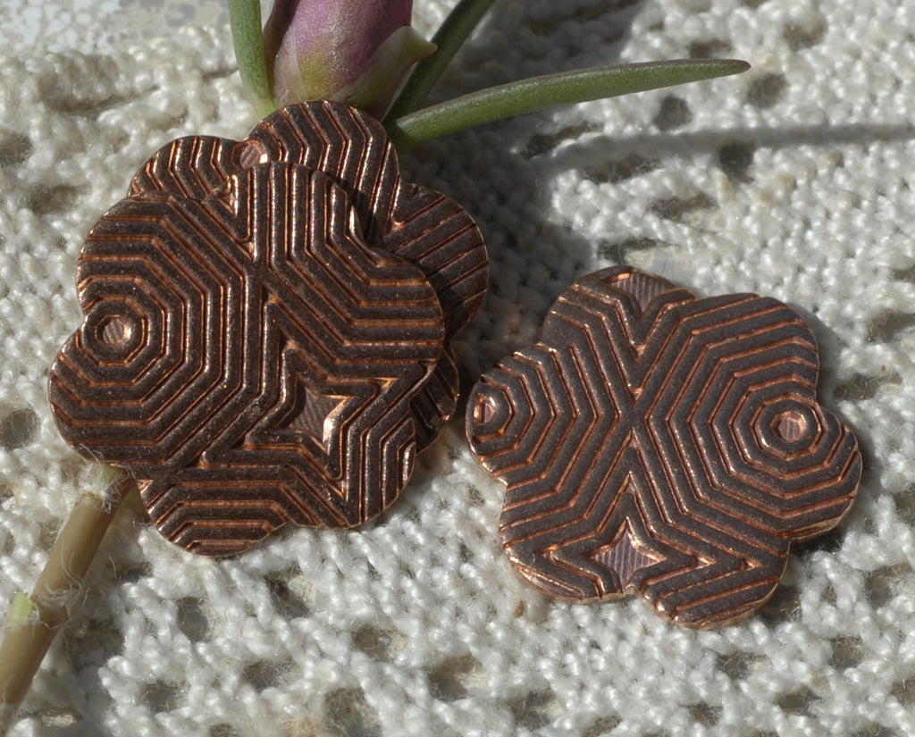 Jewelry Blank Flower with Texture 19mm Metalworking  Blanks, Enameling Blanks - Copper 6 Pieces
