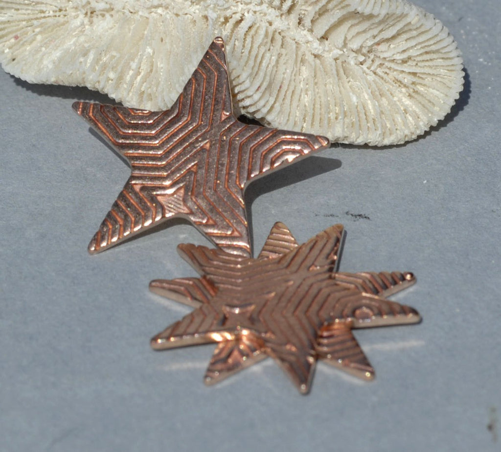 Star 23mm in Hexagon Pattern for Enameling Stamping Texturing Soldering Blanks - Variety of Metals