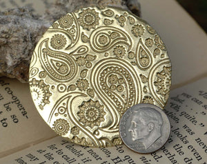 Paisley Pattern Disc 50mm 24G Metalworking Supplies, Pendant Jewelry Charms - 2 Pieces