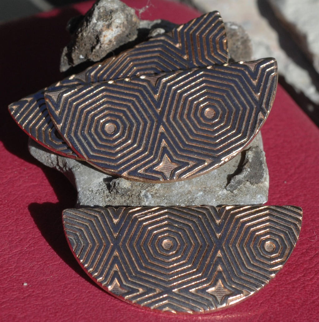 Half Moon Rounded in Hexagon Texture 35mm x 28mm for Enameling Stamping Texturing Blanks - Variety of Metals