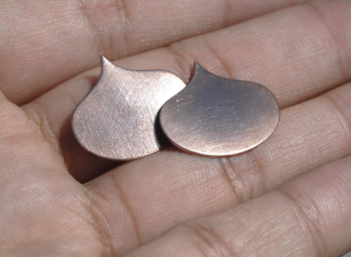 Copper Teardrop 24G Cloud with Teardrop Shape Blank for Metalwork Stamping Texturing - Jewelry Supplies - 6 Pieces