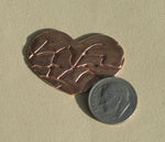 6 Hearts 35mm x 24mm Shape Textured Patterns - Variety of Metals 6 Pieces