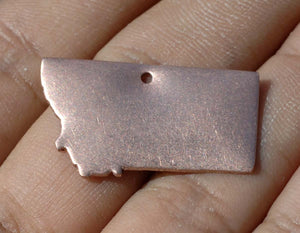 Small Montana State Charm 22G Cutout with Hole for Enameling Metalworking Stamping Texturing Soldering Charm - 6 Copper Pieces