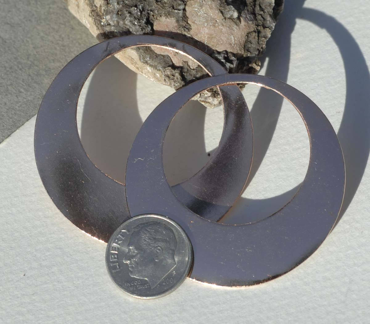 45mm Jewelry Blanks Hoops 26G for Earrings or Pendant Offset Circle for Enameling Stamping Texturing, Supplies - 4 Pieces