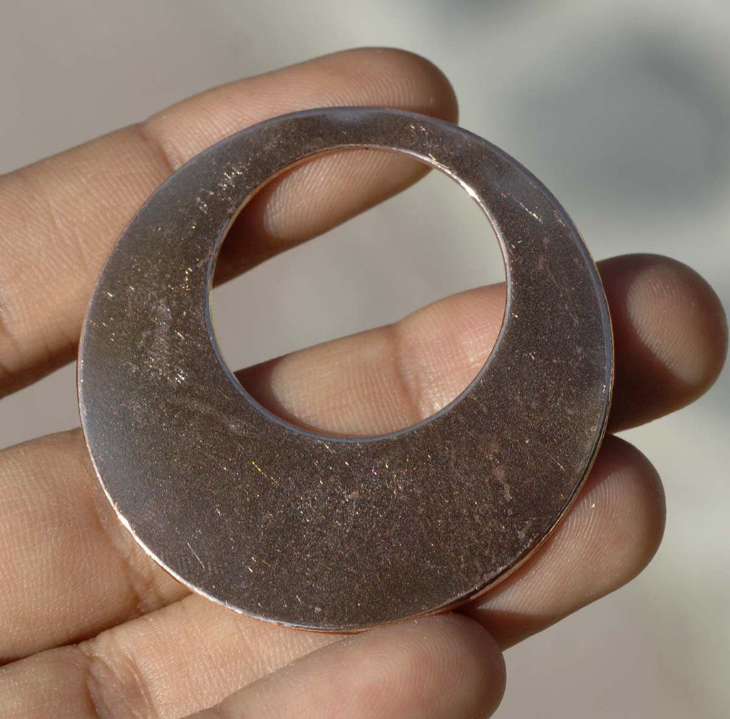 Earrings Hoops Offset Circle for Blanks Enameling Stamping Texturing, Jewelry Supplies, Variety of Metals - 4 Pieces