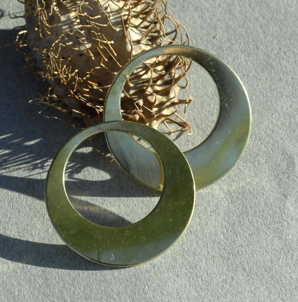 Brass Blanks Hoops 45mm 20G for Earrings or Pendant Offset Circle, Metalworking Supply, Handmade - 4 Pieces