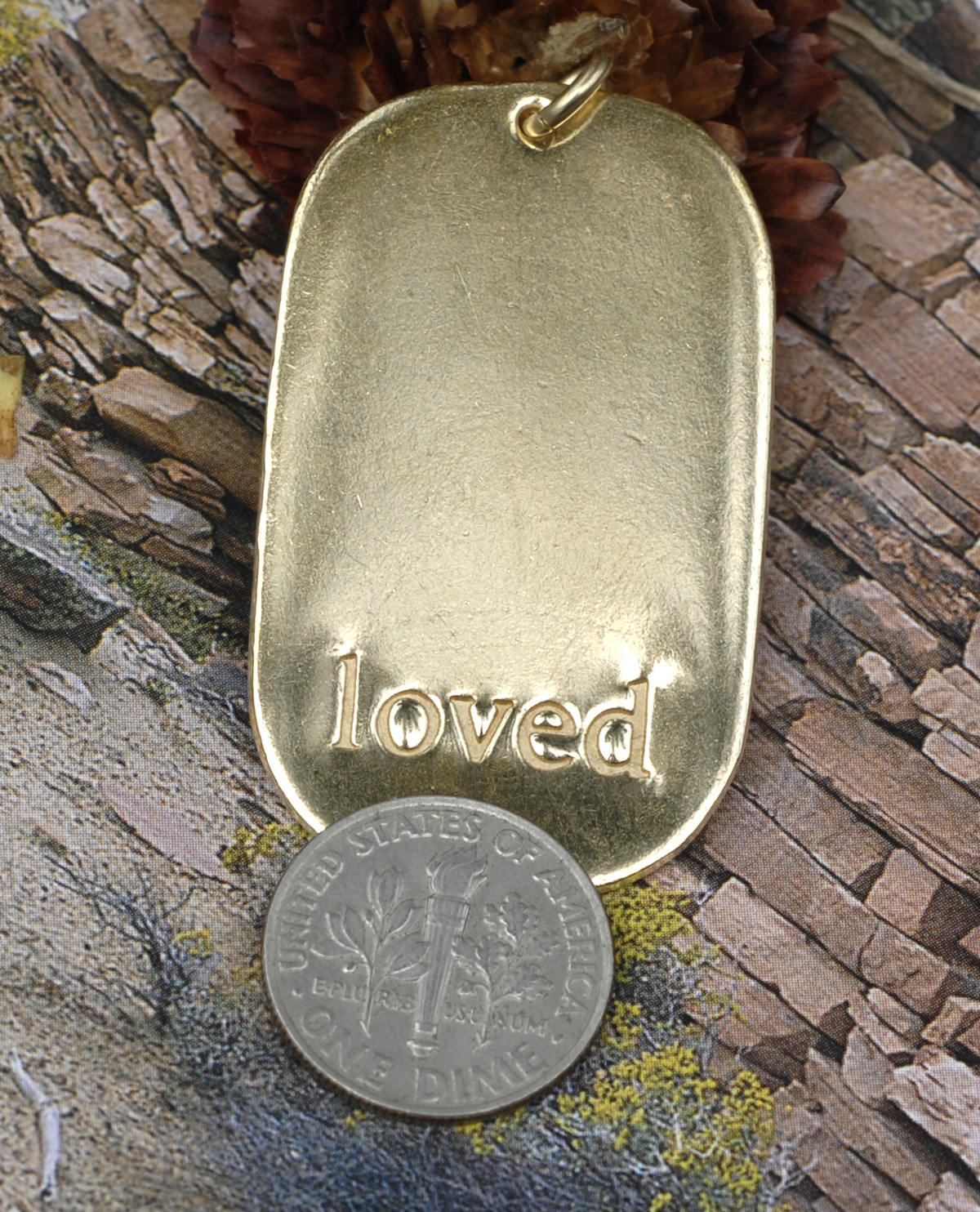Large Dog Tag Loved Stamping 42mm x 25mm Cutout Shape with hole for Metalwork Texturing Blanks - 4 pieces
