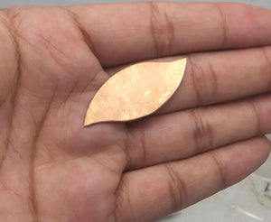 Copper Leaf Shape 48.5mm x 16.4mm Blank Cutout for Enameling Stamping Texturing Variety of Metals- 6 pieces