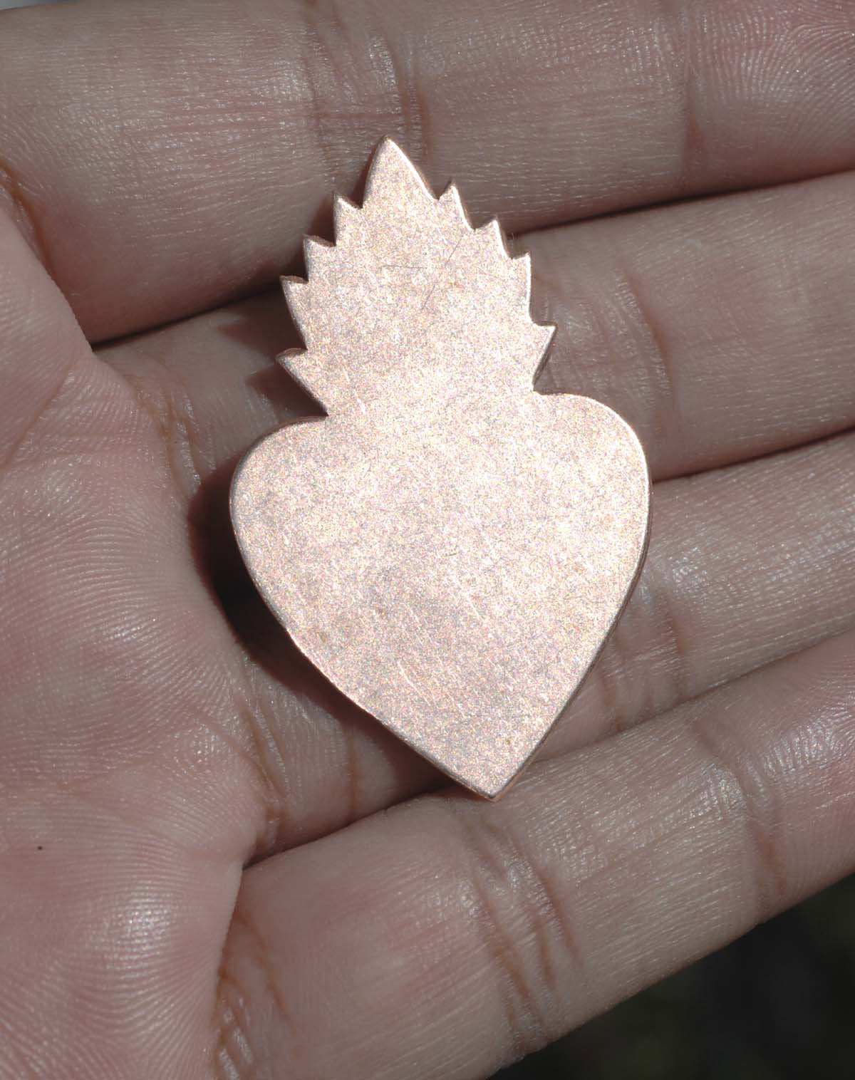 Large Sacred Heart Blanks Shape for Enameling Metalworking Polished Blanks Variety of Metals, 4 Pieces
