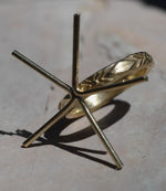 Copper Claw Diamond Ring with, Heavy Rope Textured Metal Cane Wire Handmade Claw Ring Setting 100% For Natural Stones - Size 7