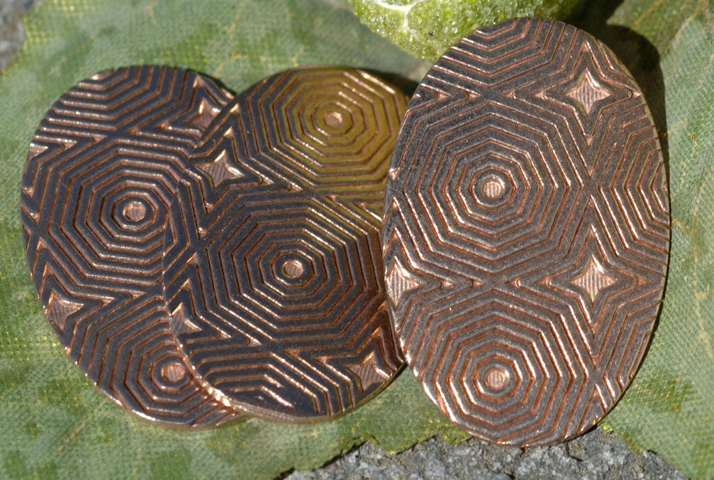 Oval 34mm x 22mm in Hexagon Pattern Blanks Shape for Enameling Stamping Textured - Variety of Metals