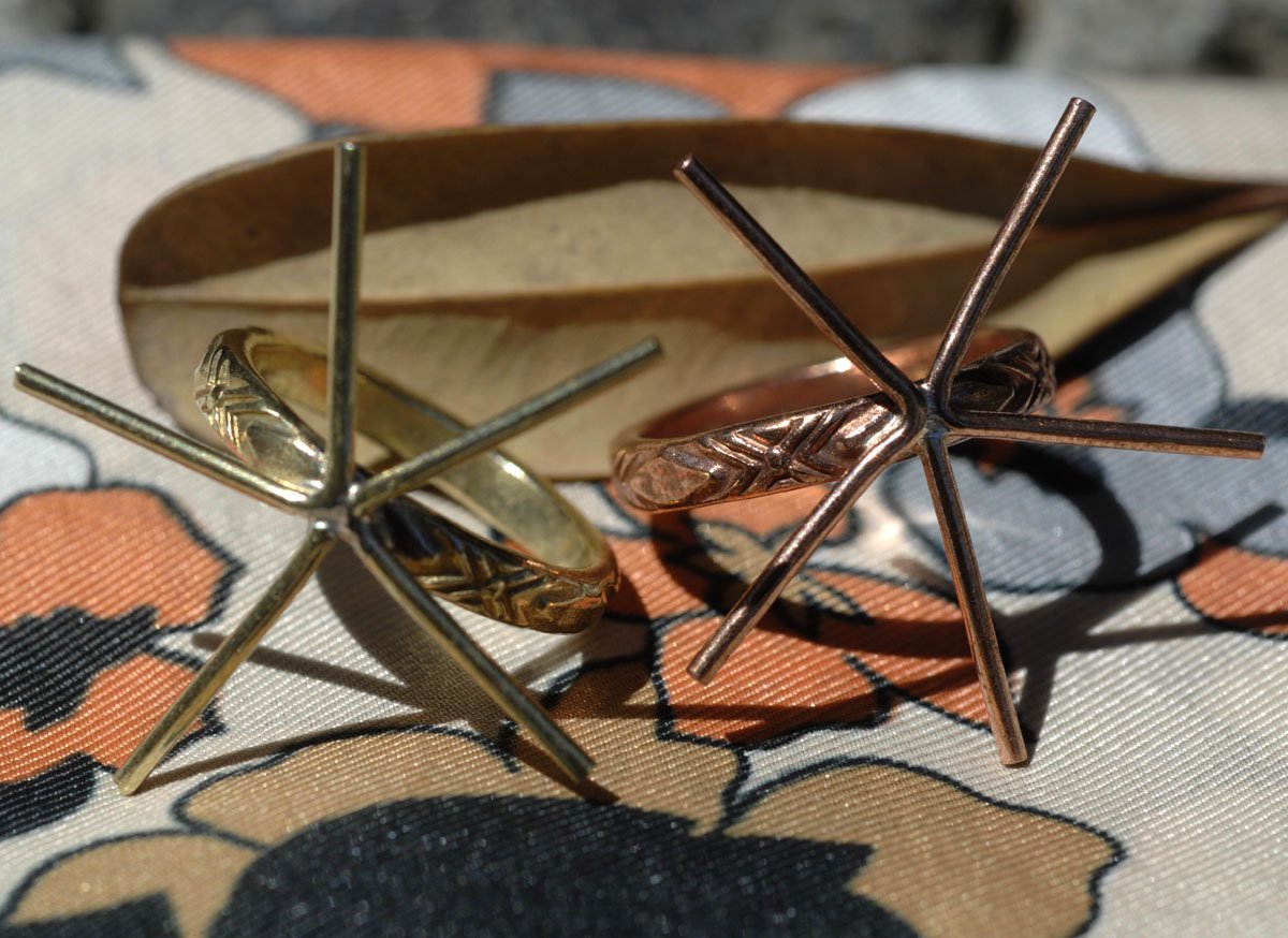 Copper Claw Diamond Ring with, Heavy Rope Textured Metal Cane Wire Handmade Claw Ring Setting 100% For Natural Stones - Size 7