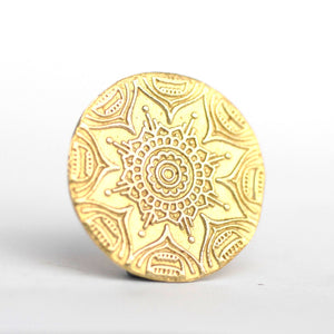 Solid Bronze Shapes Round Disc 23mm Sugar Skull Flower Metal Charms