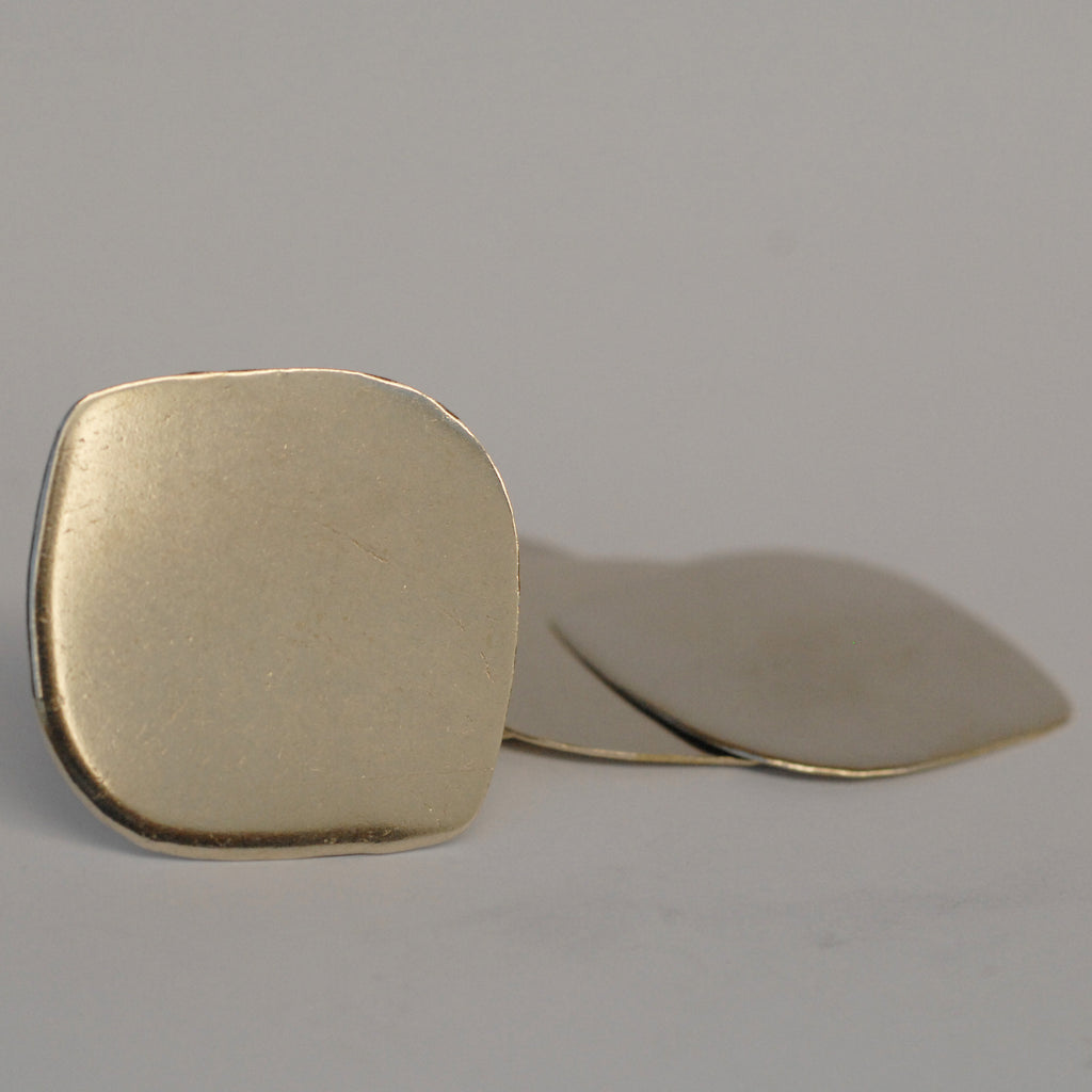 Organic freeform wide oval shapes - metal blanks for hand stamping - nickel Mexican silver