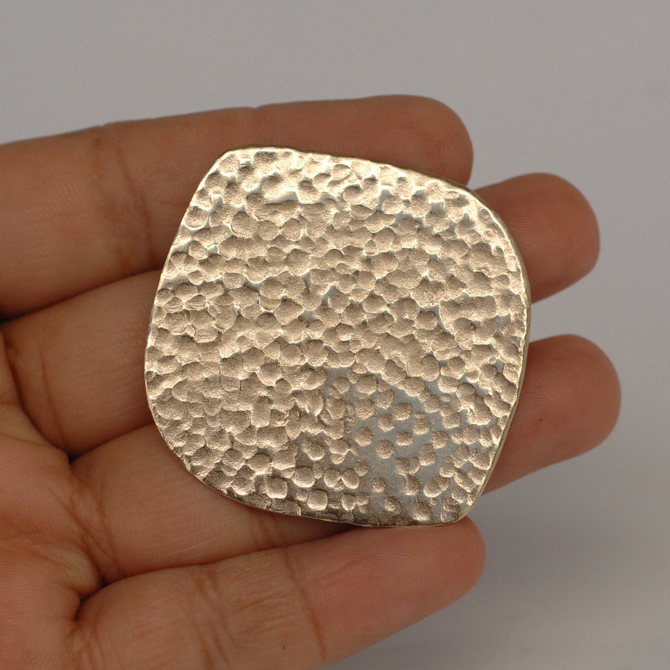 Organic freeform wide diamond shapes - hammered metal blanks German silver